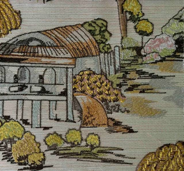 V54502DZ EMBROIDERED GRASSCLOTH WALLPAPER $369/yard